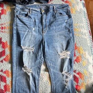 American Eagle Outfitters Women's Ripped Blue Boyfriend Jeans